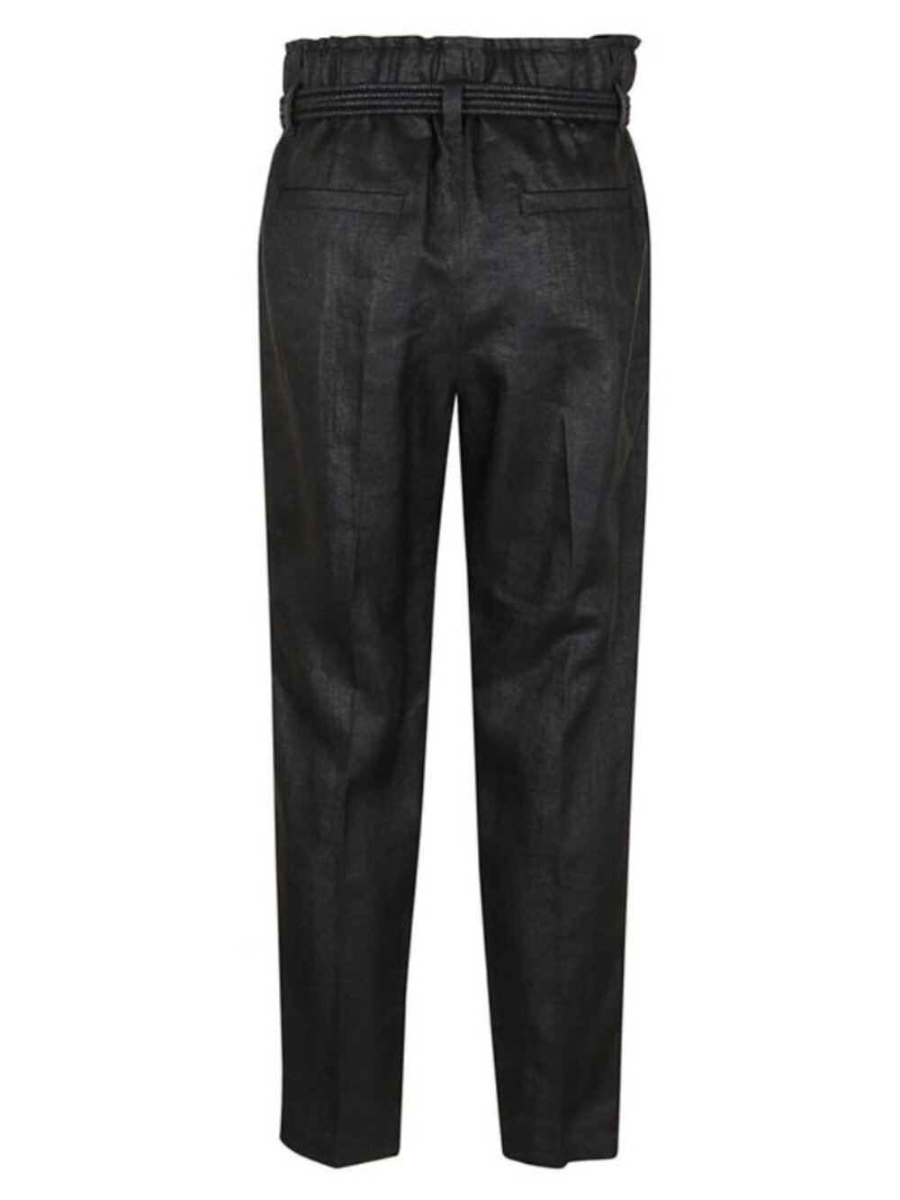 Brunello Cucinelli Linen Pants Black Elastic Waist Pull On Relaxed Luxury Size 2 - Picture 6 of 11
